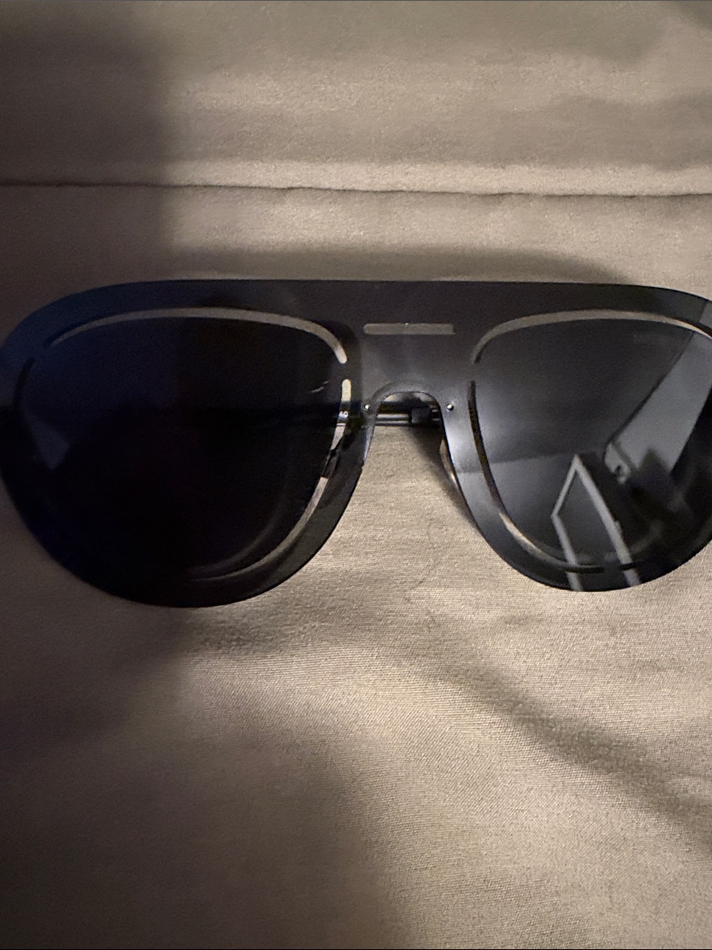 Emporio Armani Black Shield Sunglasses with Dark Lenses